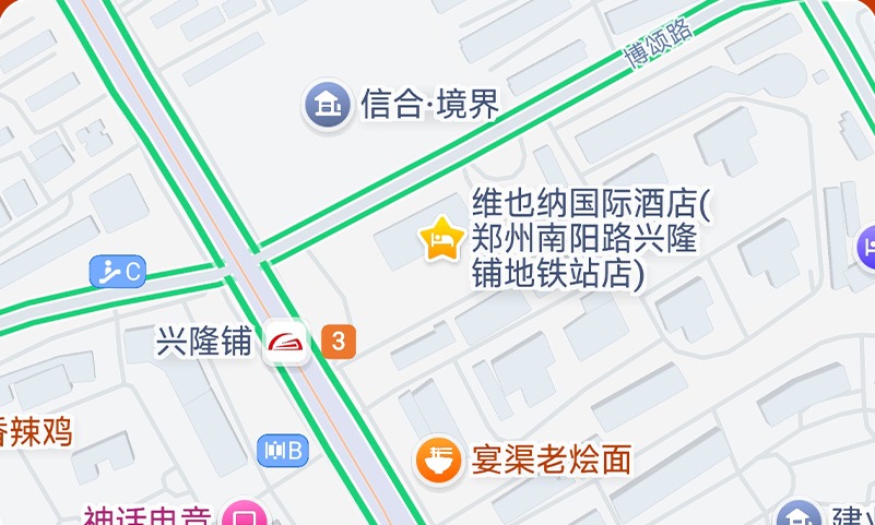 维也纳国际酒店（郑州南阳路兴隆铺地铁站店）周边地图